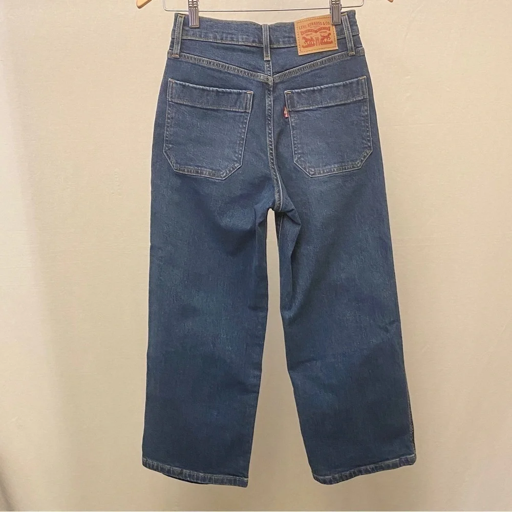 Levi’s 24 (0/00) Mile High Cropped Wide Leg Jeans Exposed Button Fly Stretch